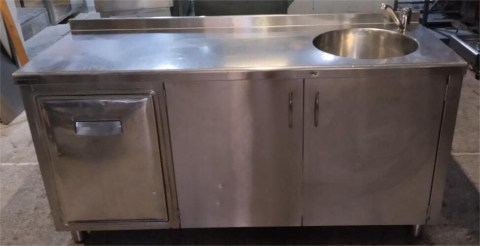 Ερμάριο Ανοξείδωτο 164x58x85Cm με Κάδο Φάκελο & Γούρνα Μεταχειρισμένη